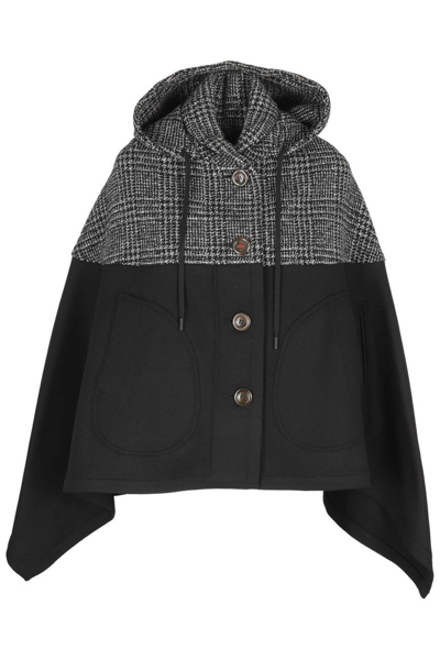See By Chloé Be-material Coat With Hood And Button Fastening In Black