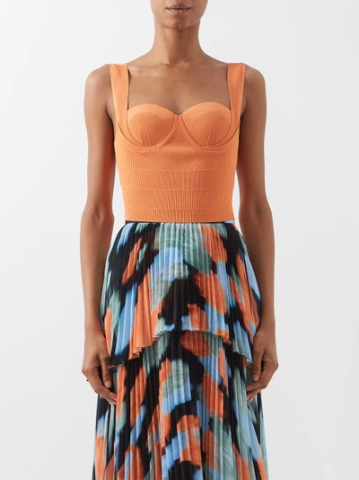 Altuzarra Nyneve Sweetheart-neck Stretch-knit Cropped Top In Sunset Orange