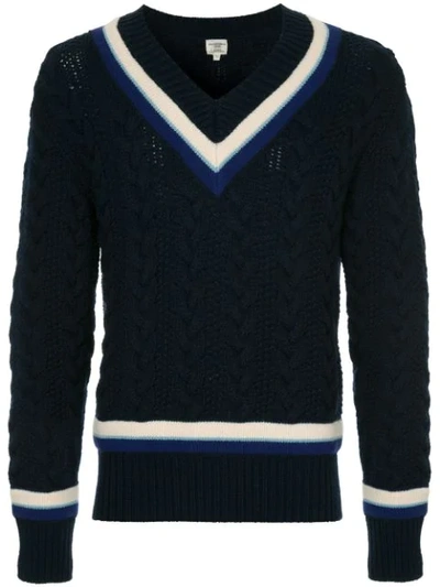 Kent & Curwen Superfine Wool Knit Sweater In Blue