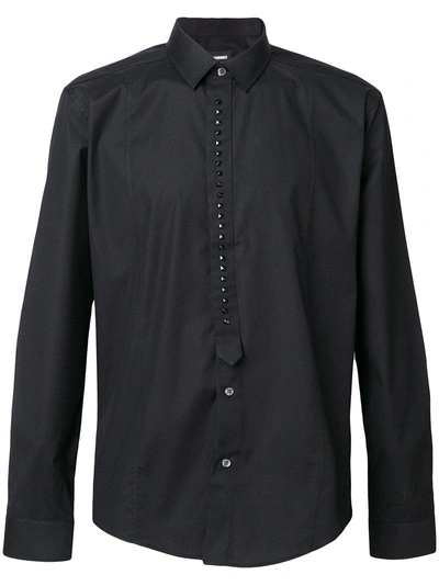 Les Hommes Urban Studded Placket Shirt In Black