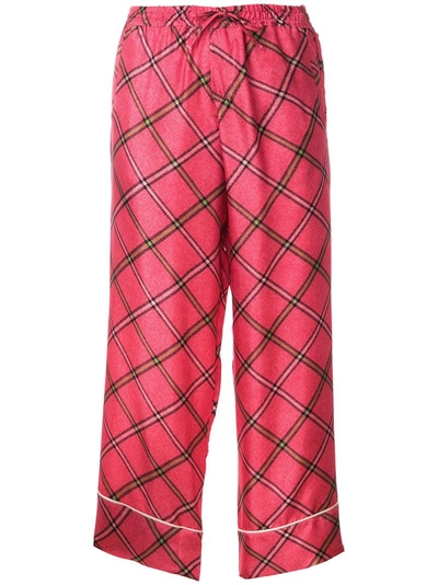 Pierre-louis Mascia Embroidered Cropped Trousers - Pink & Purple