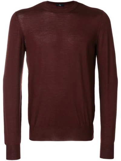 Fay Crew Neck Jumper In Brown