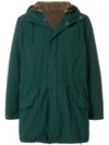 Aspesi Hooded Parka Coat In Green