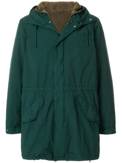 Aspesi Hooded Parka Coat In Green