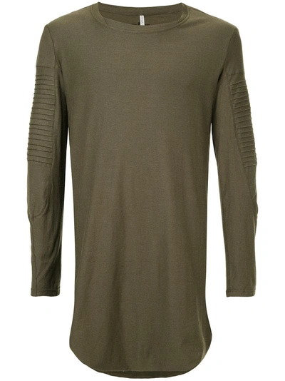 First Aid To The Injured Long Line Shirt With Ribbed Panel Details In Green