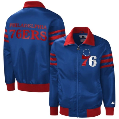 Starter Royal Philadelphia 76ers The Captain Ii Full-zip Varsity Jacket