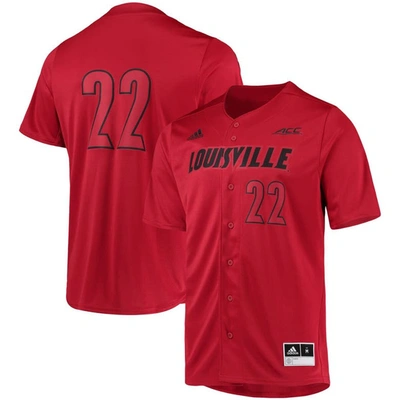 Adidas Originals Adidas #22 Red Louisville Cardinals Button-up Baseball Jersey