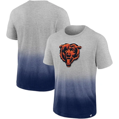 Fanatics Men's  Heathered Gray And Navy Chicago Bears Team Ombre T-shirt In Heathered Gray,navy