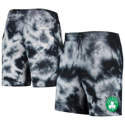 New Era Black Boston Celtics Fleece Tie-dye Shorts