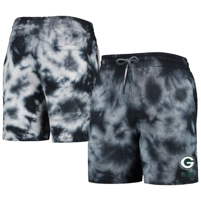 New Era Black Green Bay Packers Tie-dye Shorts