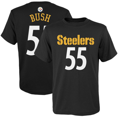 Outerstuff Kids' Youth Devin Bush Black Pittsburgh Steelers Mainliner Player Name & Number T-shirt