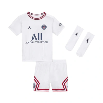 Nike Babies' Infant Jordan Brand White Paris Saint-germain 2022/23 Fourth Stadium Kit Set