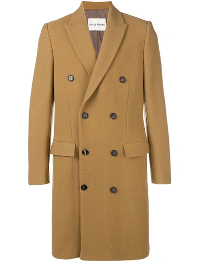 Salle Privée Ives Double-breasted Wool-blend Overcoat In Brown
