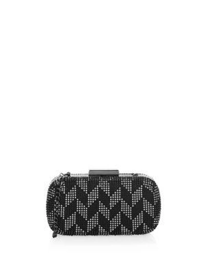 Whiting & Davis Women's Chevron Metal Mesh Box Clutch In Black