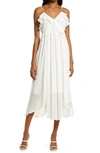 Chelsea28 Ruffle Neck Midi Dress In Ivory Cloud