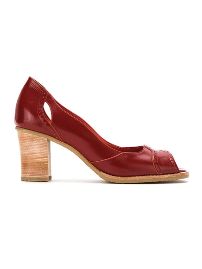 Sarah Chofakian Patent Leather Pumps In Red