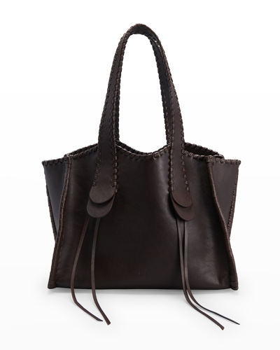Chloé Mony Large Whipstitch Leather Tote Bag In 297 Bold Brown