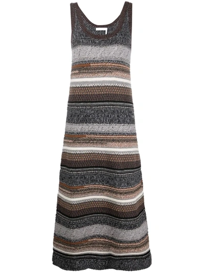 Chloé Sleeveless Chunky Striped Knitted Maxi Dress In Multi-colour