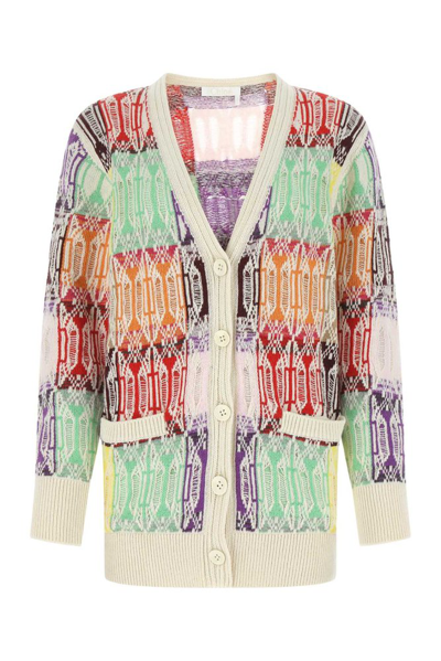 Chloé Embroidered Cashmere Blend Cardigan  Printed Chloe Donna Xs In Neutrals