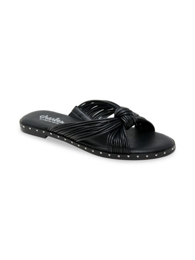 Charles By Charles David Bravo Womens Faux Leather Slip-on Slide Sandals In Black