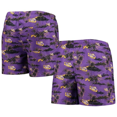 Foco Purple Lsu Tigers Island Palm Swim Trunks