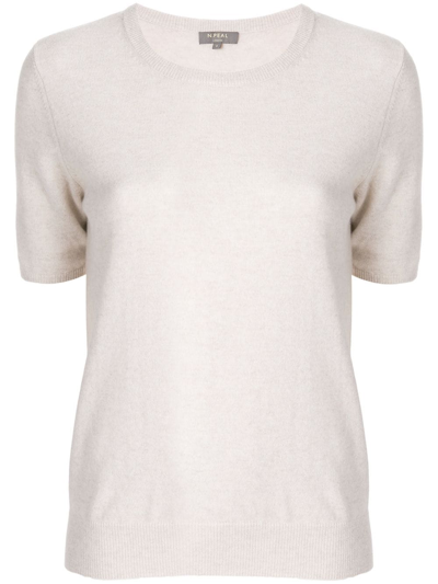 N•peal Crew-neck Organic Cashmere T-shirt In Neutrals