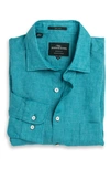 Rodd & Gunn Seaford Linen Button-up Shirt In Teal