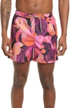 Open Edit Recycled Volley Swim Trunks In Coral Contrast Iris
