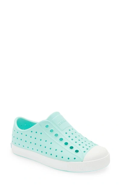 Native Shoes Kids' Jefferson Water Friendly Slip-on Vegan Sneaker In Hydrangea Blue/shell White