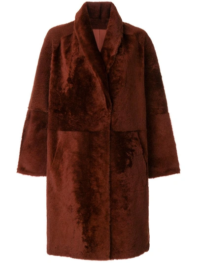 Sprung Frères Oversized Mid-length Coat In Brique