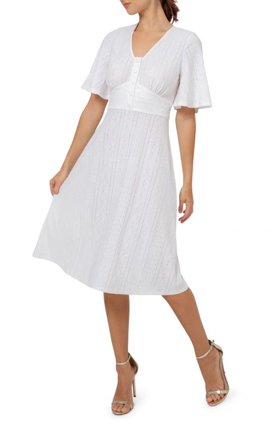Leota Plus Size Aaliyah Eyelet Jersey Dress In White