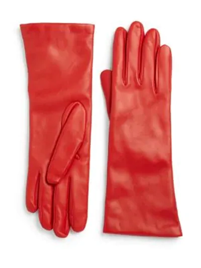 Saks Fifth Avenue Cashmere-lined Leather Gloves In Red