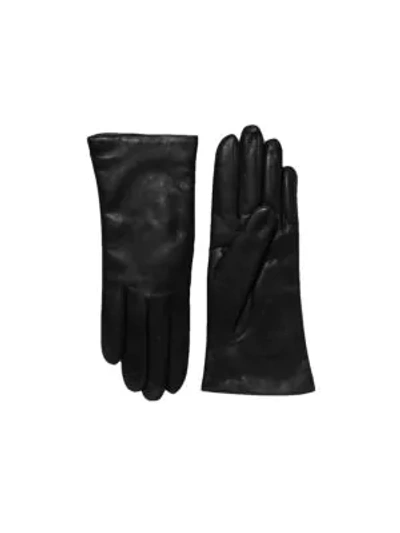 Saks Fifth Avenue Cashmere-lined Leather Gloves In Black