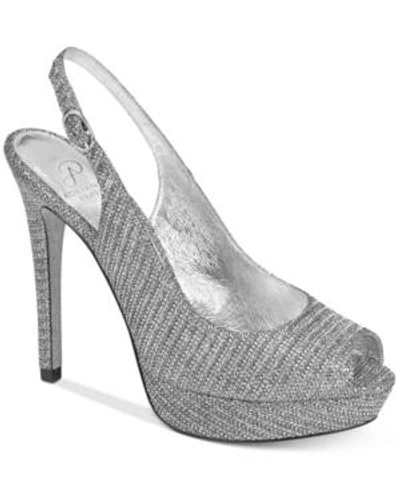 Adrianna Papell Rita Slingback Evening Pumps Women's Shoes In Pewter