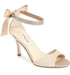 Nina 'vinnie' Crystal Embellished Ankle Strap Sandal In Champagne Gold