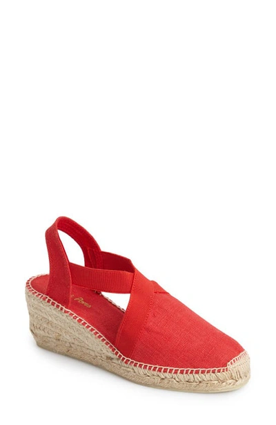 Toni Pons Ter Linen Espadrille Wedge In Red