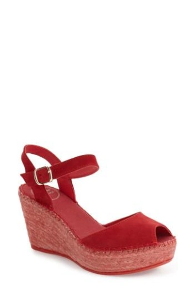 Toni Pons Laura Espadrille Wedge Sandal In Red Suede