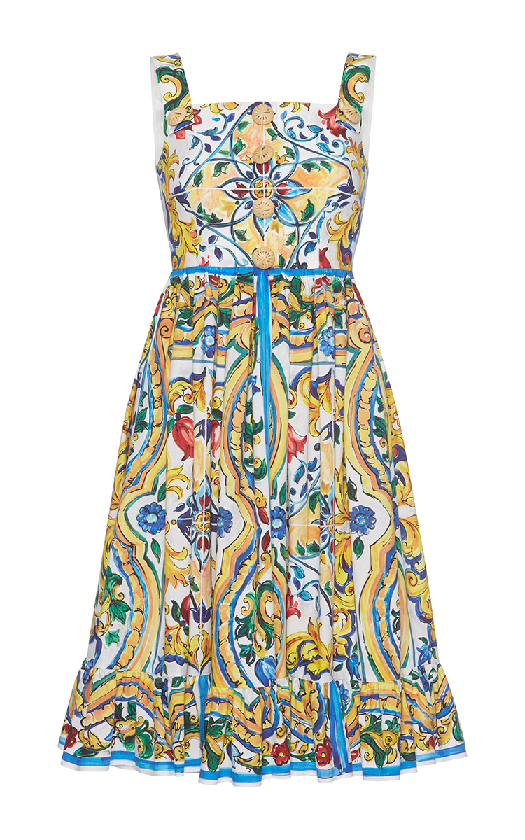 Dolce & Gabbana Printed Ruffle Skirt Dress | ModeSens