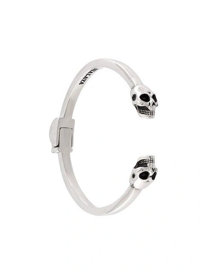 Nialaya Jewelry Skull Bangle In Grey