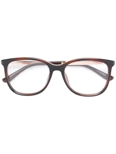 Jimmy Choo Square Frame Glasses In Brown