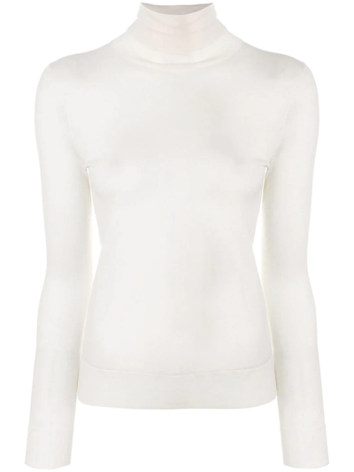 N.peal Funnel-neck Cashmere Jumper In White