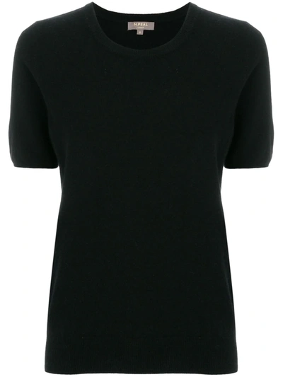 N.peal Round Neck Knitted T Shirt In Black