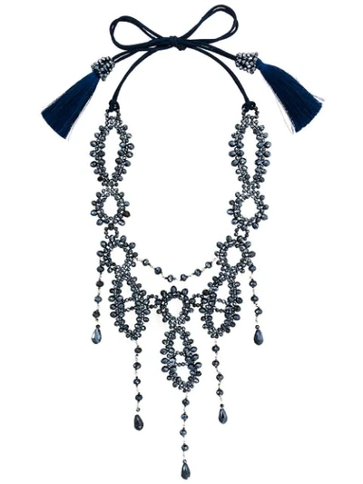 Night Market Tied Necklace In Blue