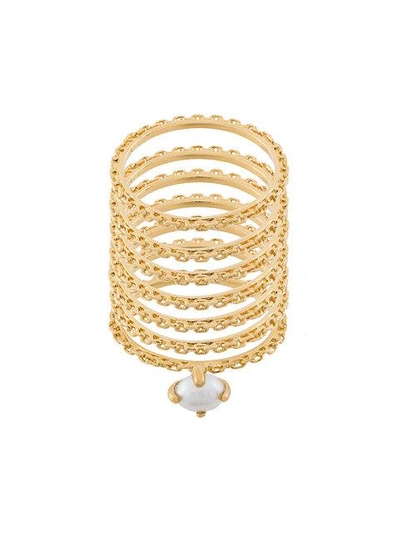 Wouters & Hendrix Vergoldetes 'curiosities' Set Mit Sieben Silberringen In Metallic