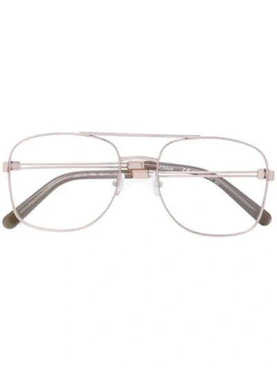 Chloé Framed Eye Glasses In Metallic