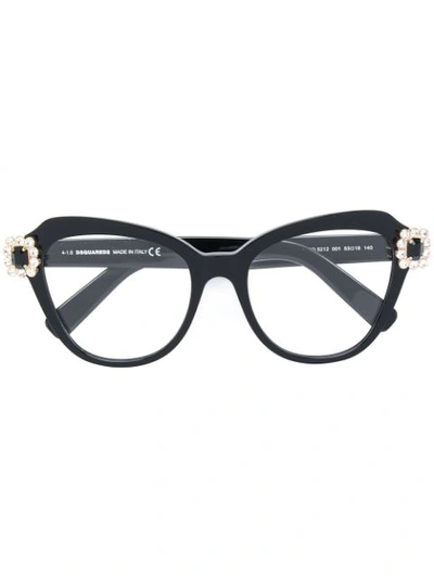 Dsquared2 Oversized Cat-eye Glasses In Black