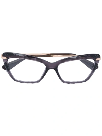 Dolce & Gabbana Square Frame Cat Eye Glasses In Grey Transparent