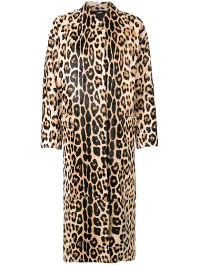 Liska Leopard Print Coat In Brown