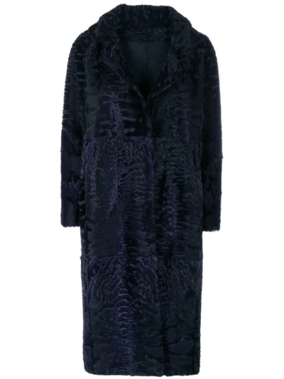 Liska Textured Single-breasted Coat In Blue