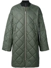 Odeur Long Quilted Coat - Green